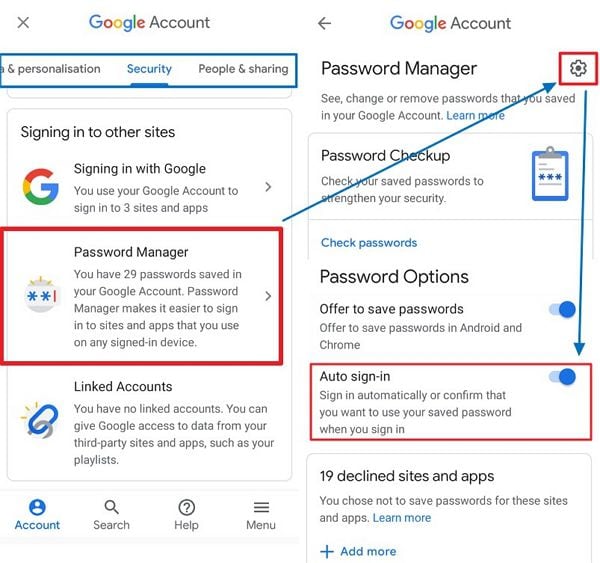 google password manager android