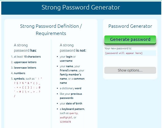 Generator für komplexe Passwörter online