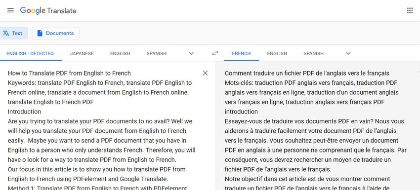 Dokument online vom Englischen ins Französische übersetzen
