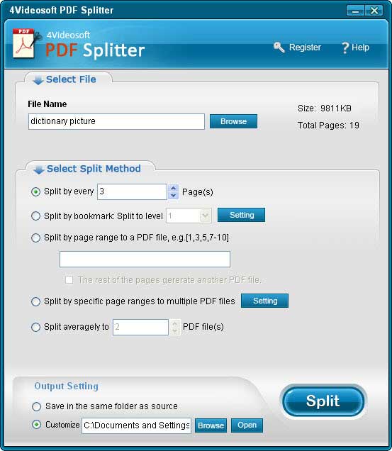Split PDF Freeware