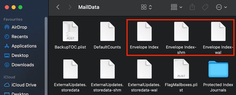 Acceder a los archivos de Envelope Index