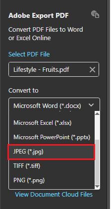 ضغط pdf إلى jpg في acrobat