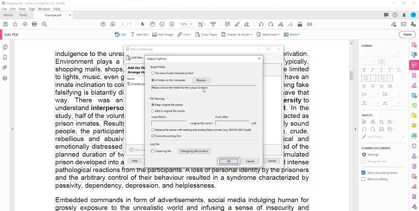 adobe PDF Bates numbering