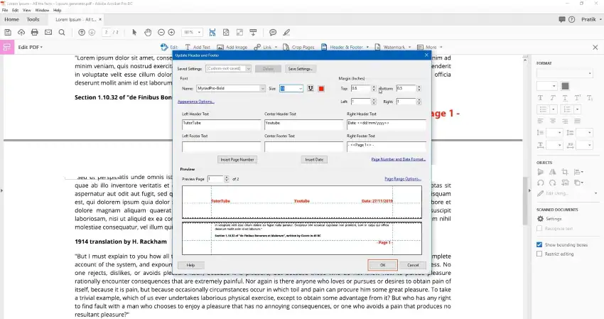 adobe acrobat renumber pages