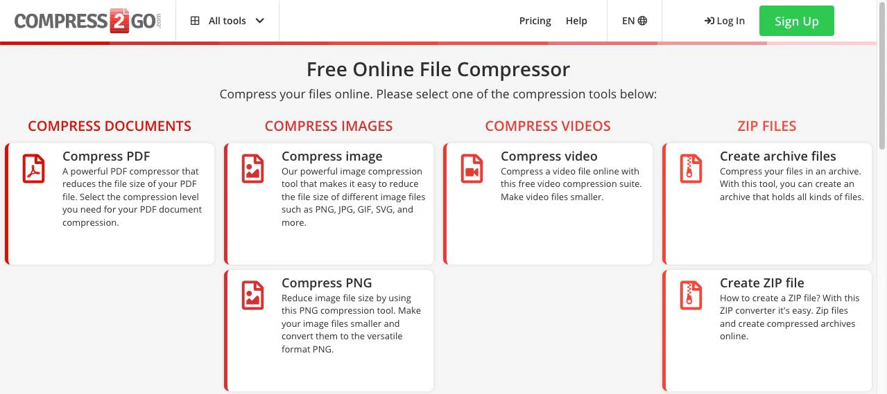 compress2go homepage