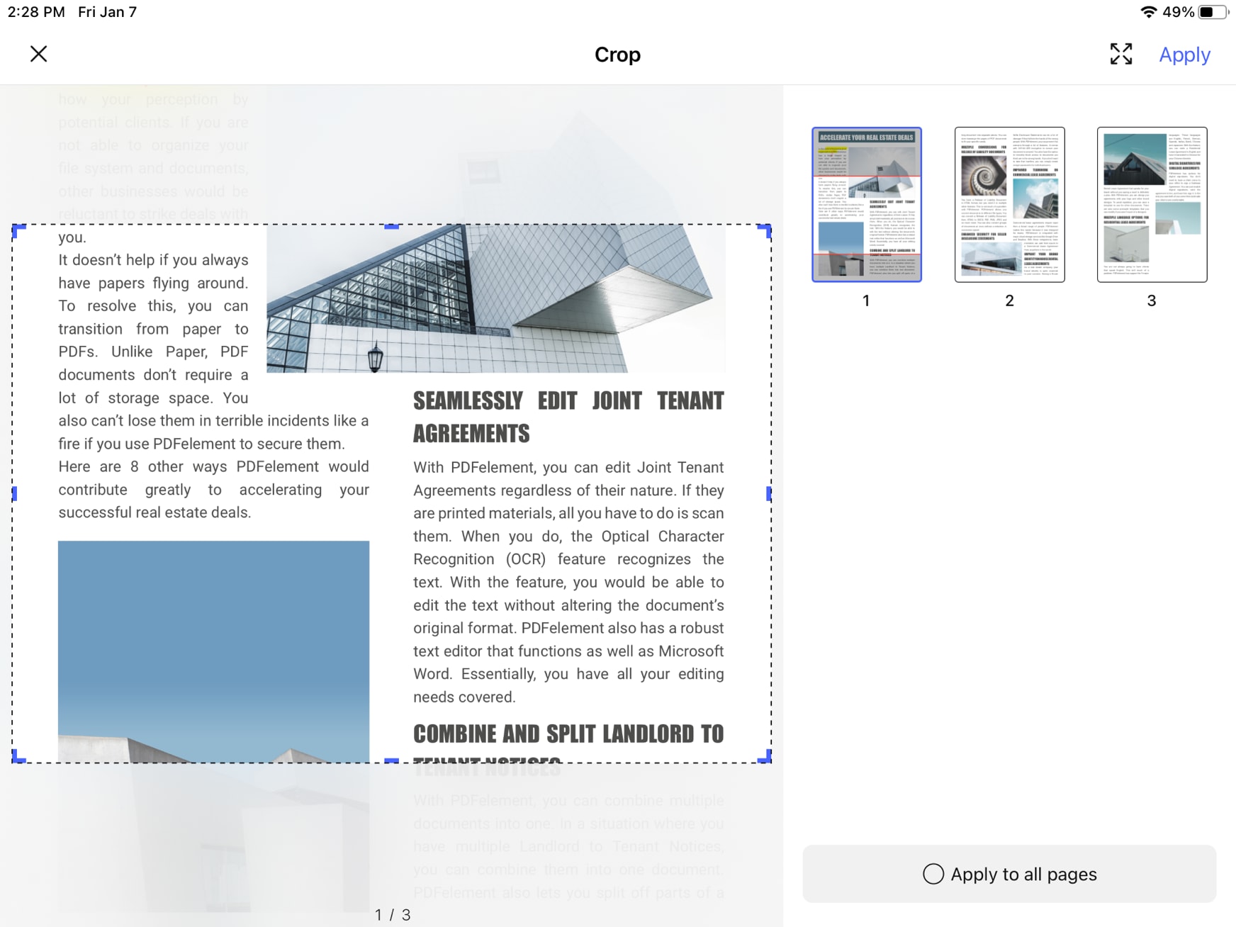 recadrer une page pdf sur ios