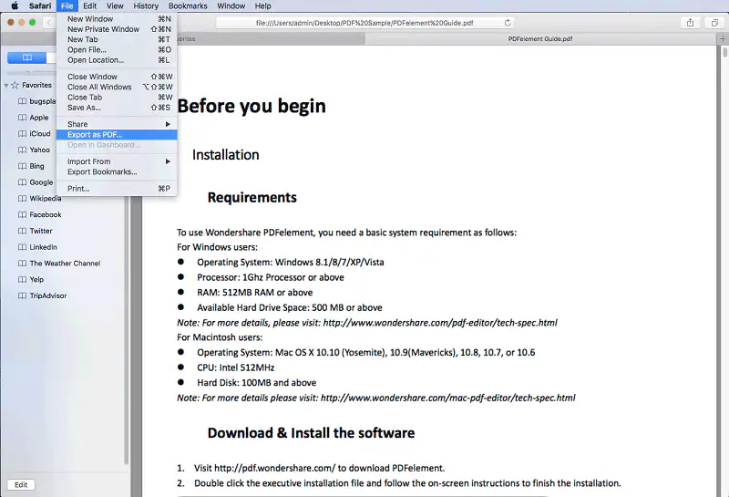 how to download pdf on safari mac