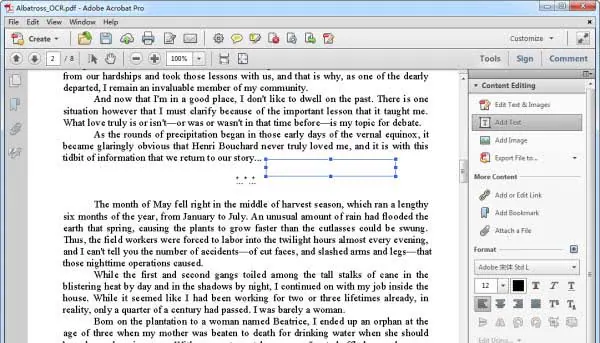 adobe acrobat scan for text