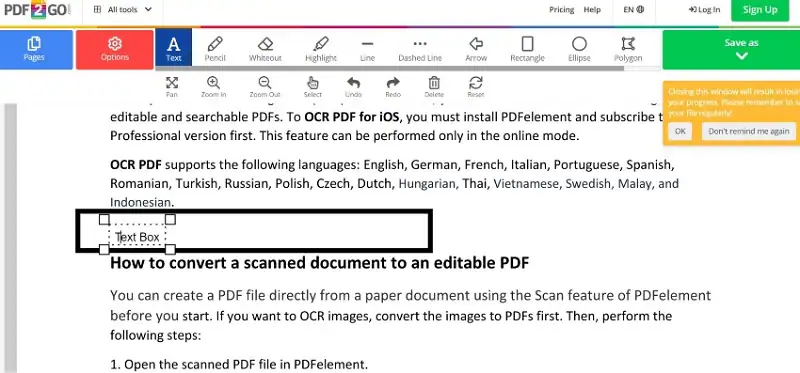 como realizar a edição de caixa de texto em pdf