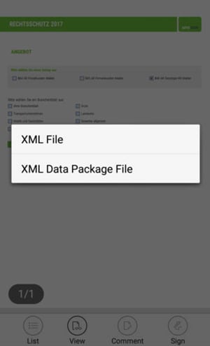 export XFA form data with Foxit MobilePDF