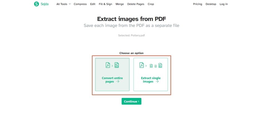 extract jpg to pdf