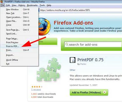 als pdf in firefox drucken