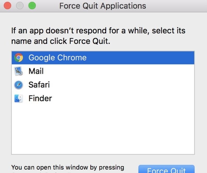 force quitting chrome