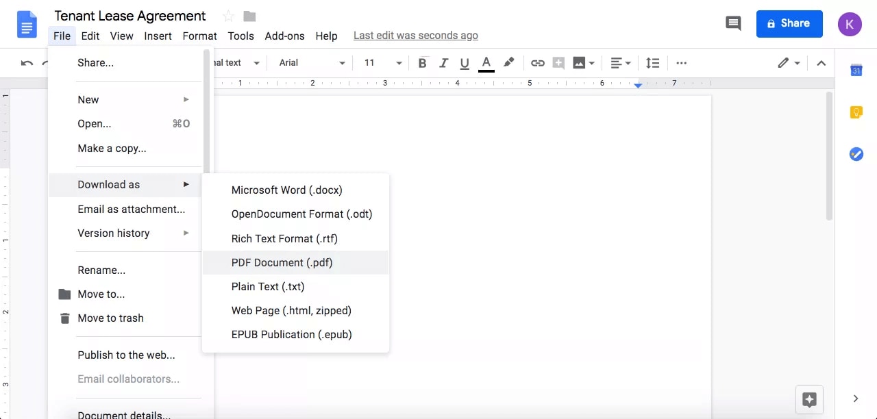 wie man Google Docs in PDF umwandelt