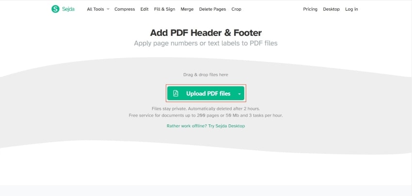 ajouter un en-tête et un pied de page sur un pdf en ligne