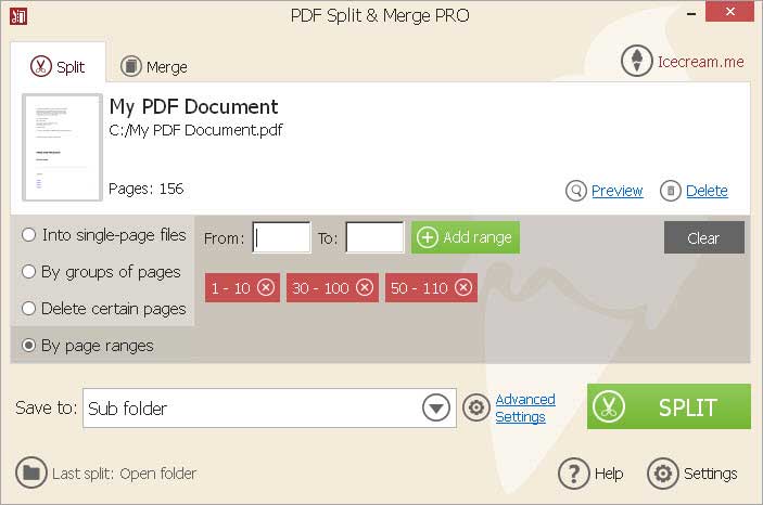 how to split pdf pages offline