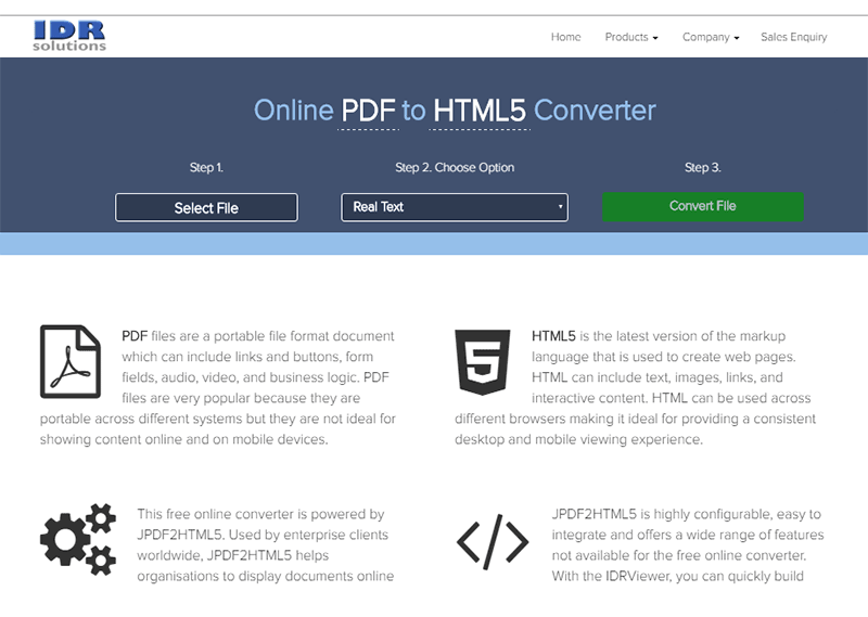 Online PDF to HTML5 Converter