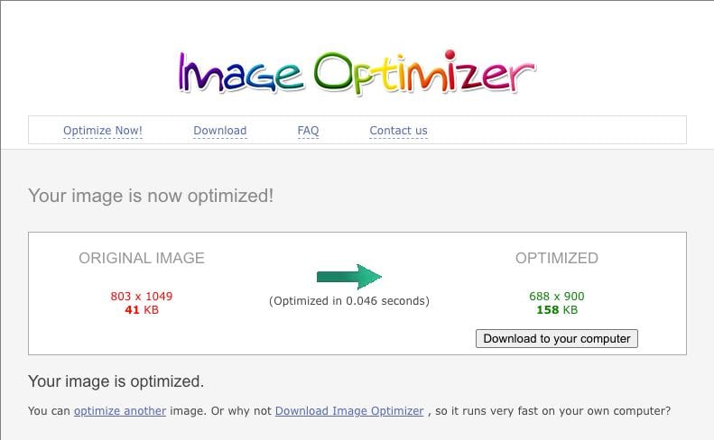 descargar imágenes en image optimizer 