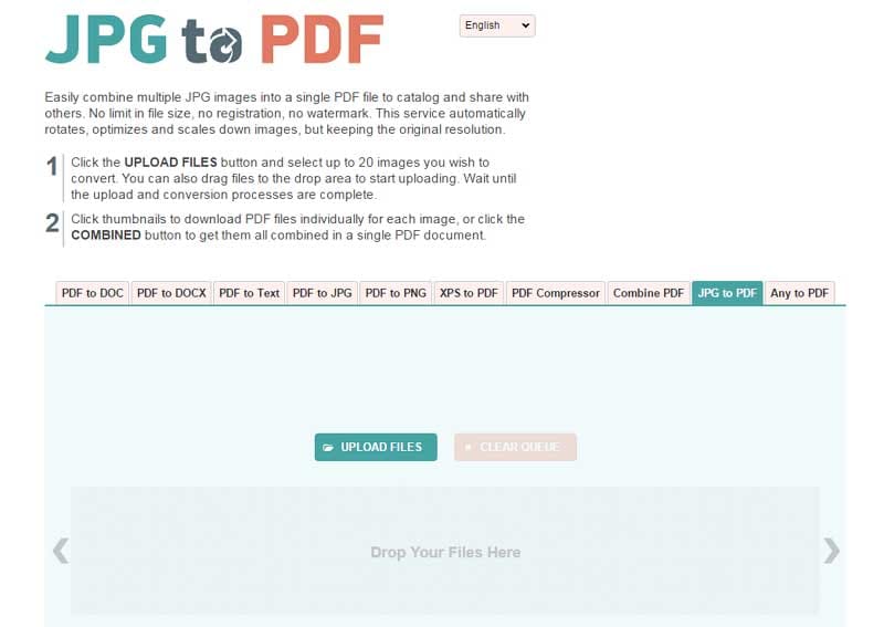利用 JPG2PDF 在線上將多個 JPG 轉換為 PDF