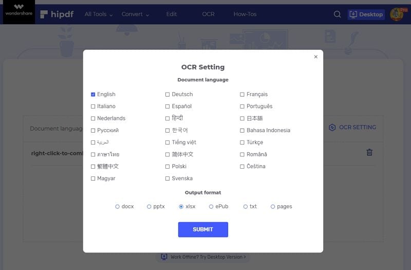 ocr table to excel