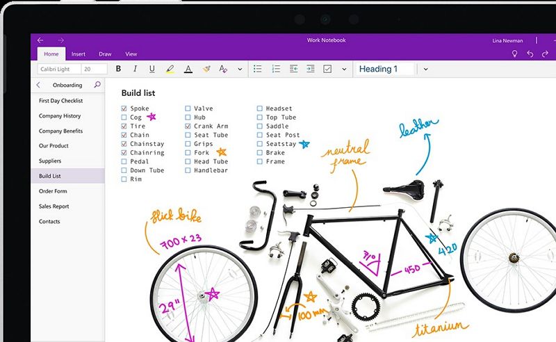 onenote interface for note-taking