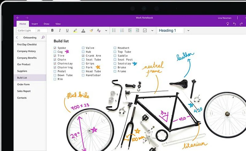 Como a interface do OneNote é projetada para anotações.