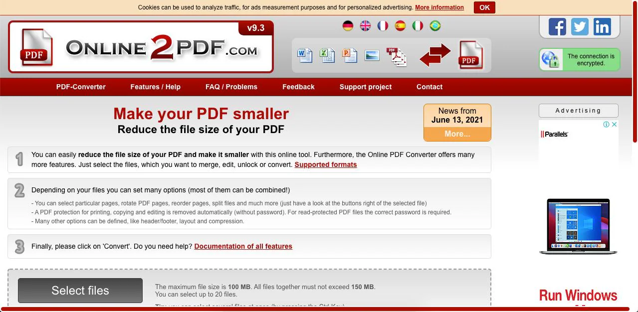 online2pdf réduire la taille du pdf