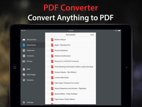 Конвертируйте веб-страницу в PDF на iPad
