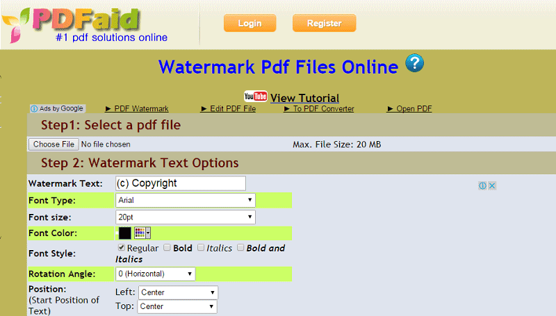 adicionar marca d’água ao pdf online