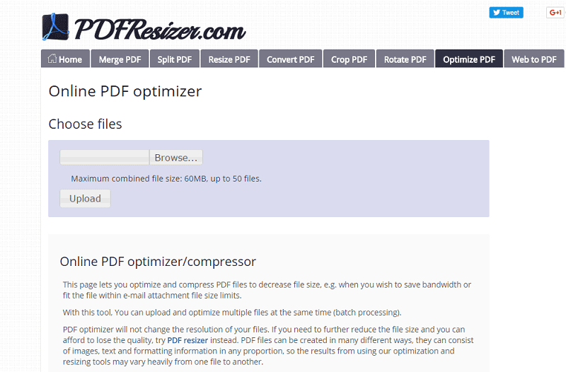 otimizar pdfs on-line