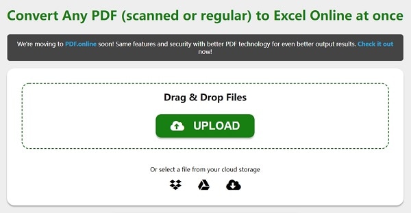 線上免費的 PDF 轉 Excel 轉換器