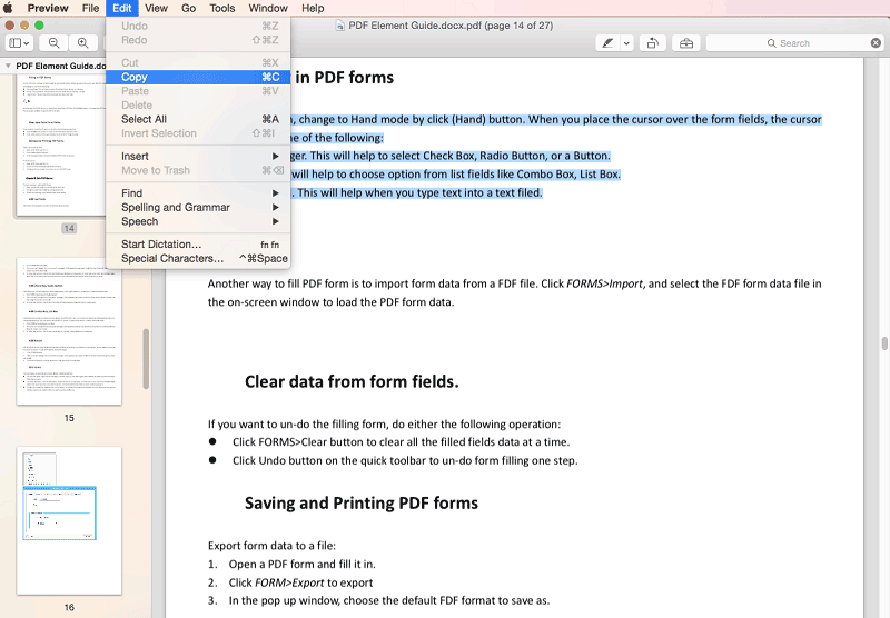 Copiar el Texto Desde el archivo PDF con Vista Previa en Mac El Capitan