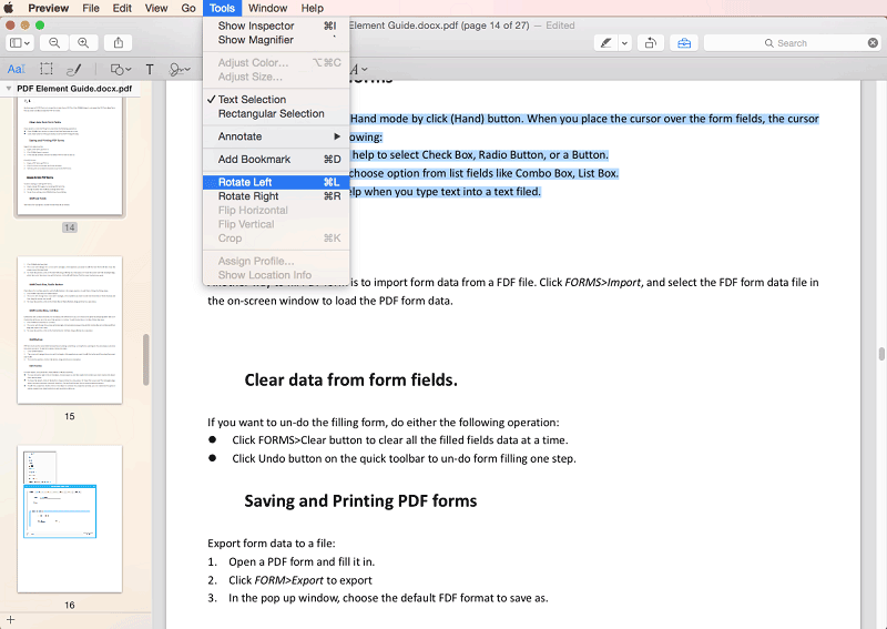 rotate pdf in preview on mac