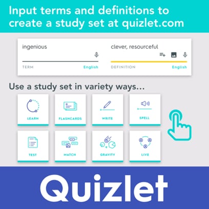 quizlet interface for time management