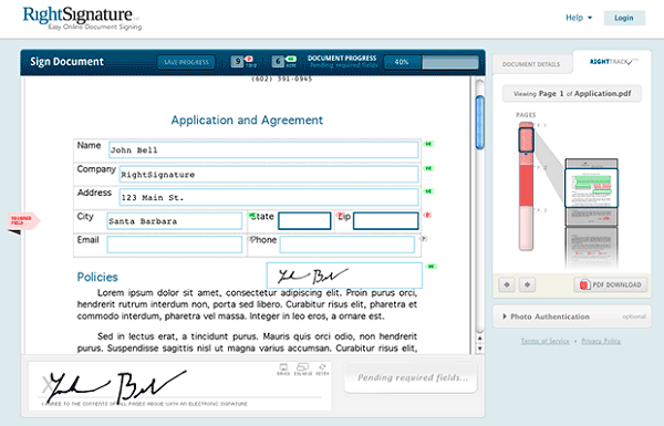 create pdf form with electronic signature