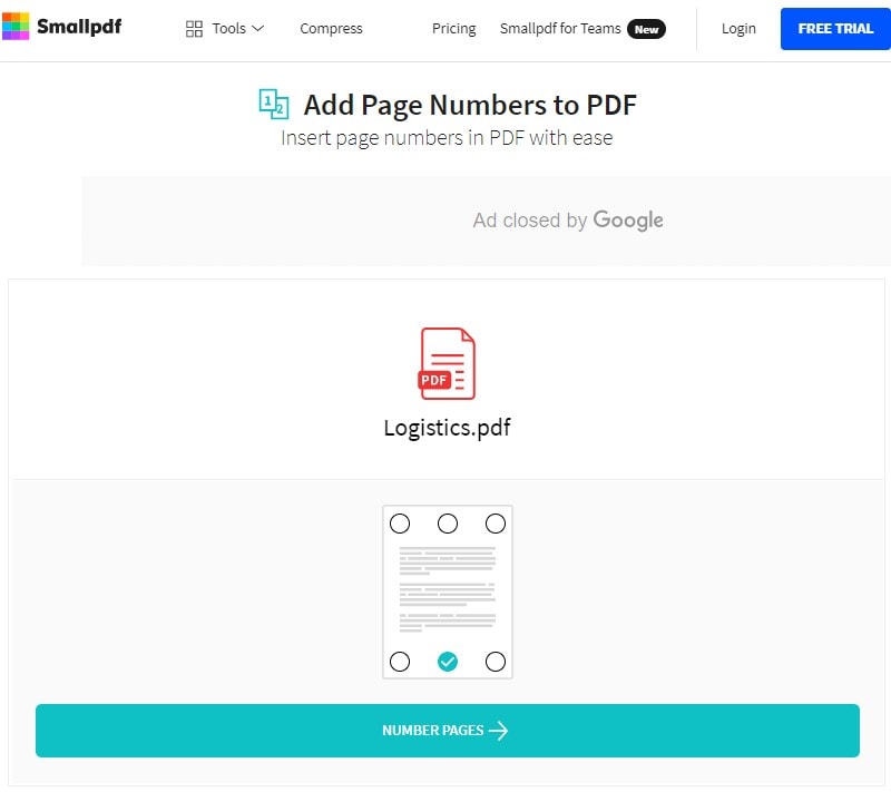 free pdf creator adds page numbers