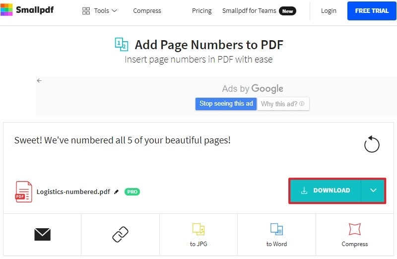 add page number to pdf online