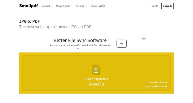 SmallPDF JPG para PDF em 100kb