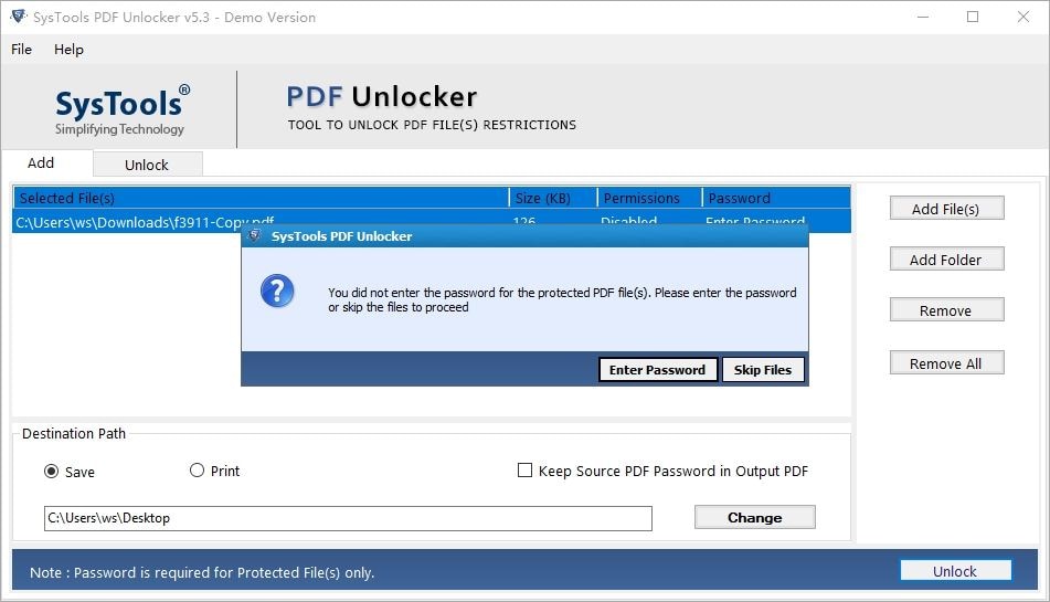 Batch Unlock PDF with SysTools PDF Unlocker