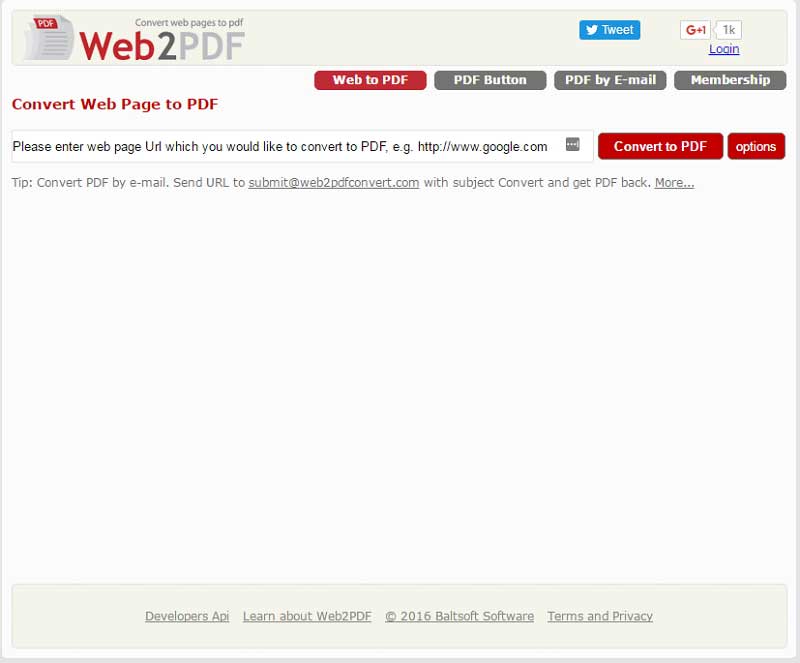 Web2PDF convert