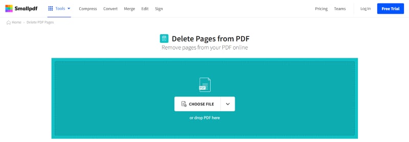 delete pdf pages online