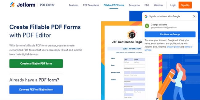 use jotform to fill out pdf form online