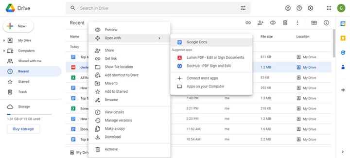 open uploaded pdf file with google drive