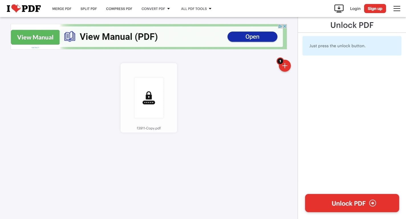 ilovepdf unlock pdf without password Online free