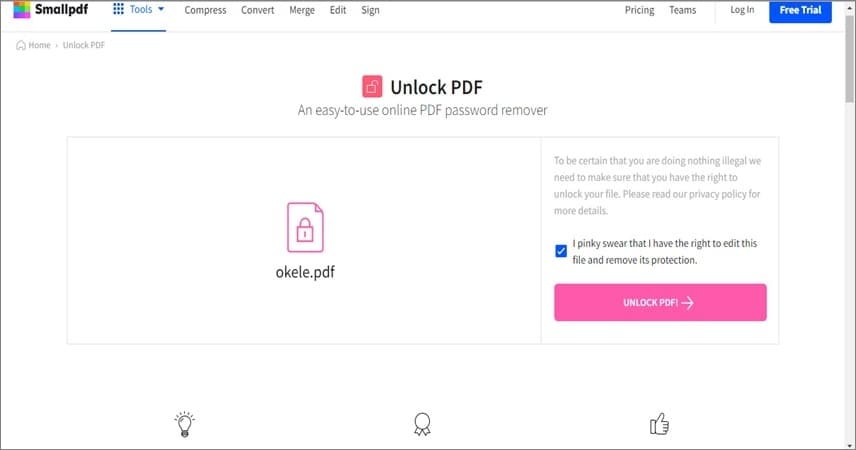 unlock pdf with ilovepdf online