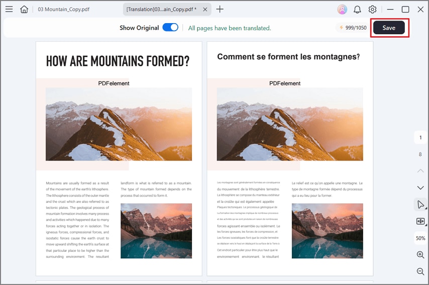 save pdfelement translated pdf