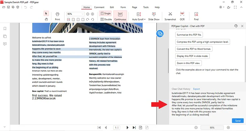 pdfgear copy danish text to chatbot