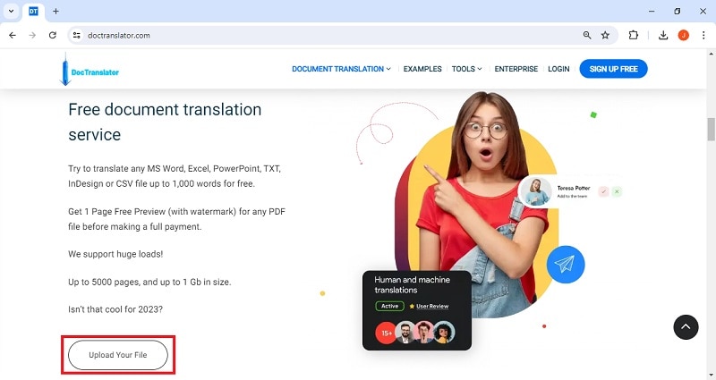 free document translation service using doctranslator