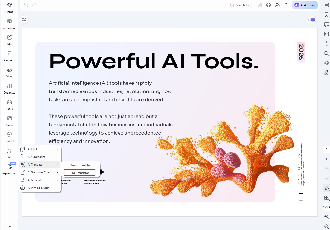 pdfelement translate pdf ai tool