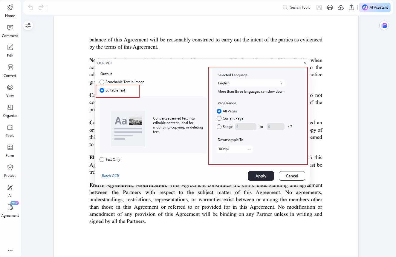 choose ocr options
